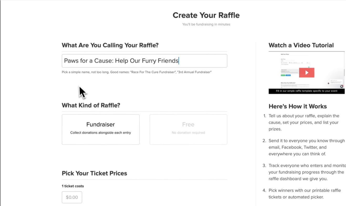 screenshot of Raffle Creator